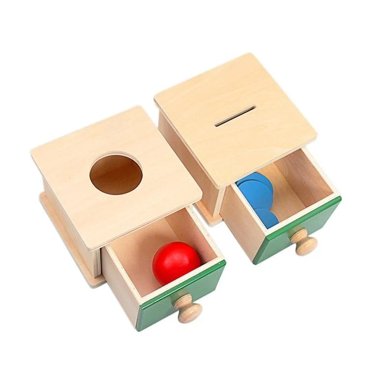 Montessori-Materialien, Streichholzschachtel, Ballbox, Münzbox, Sparschwein-Set, Spielzeug für Kleinkinder, Massivholz, Kleinkinder, grundlegende Lebenskompetenz-Spielzeug, 8–24 Monate