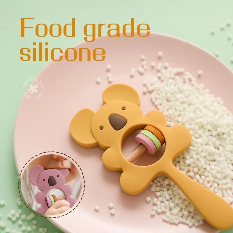 1PCS Baby Silikon Rassel Koala Spielzeug Baby Beißring Spielen Gym Montessori Lebensmittel Grade Kinderwagen Bett Glocke Schnuller Pädagogisches Baby ite