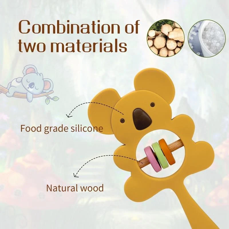 1PCS Baby Silikon Rassel Koala Spielzeug Baby Beißring Spielen Gym Montessori Lebensmittel Grade Kinderwagen Bett Glocke Schnuller Pädagogisches Baby ite