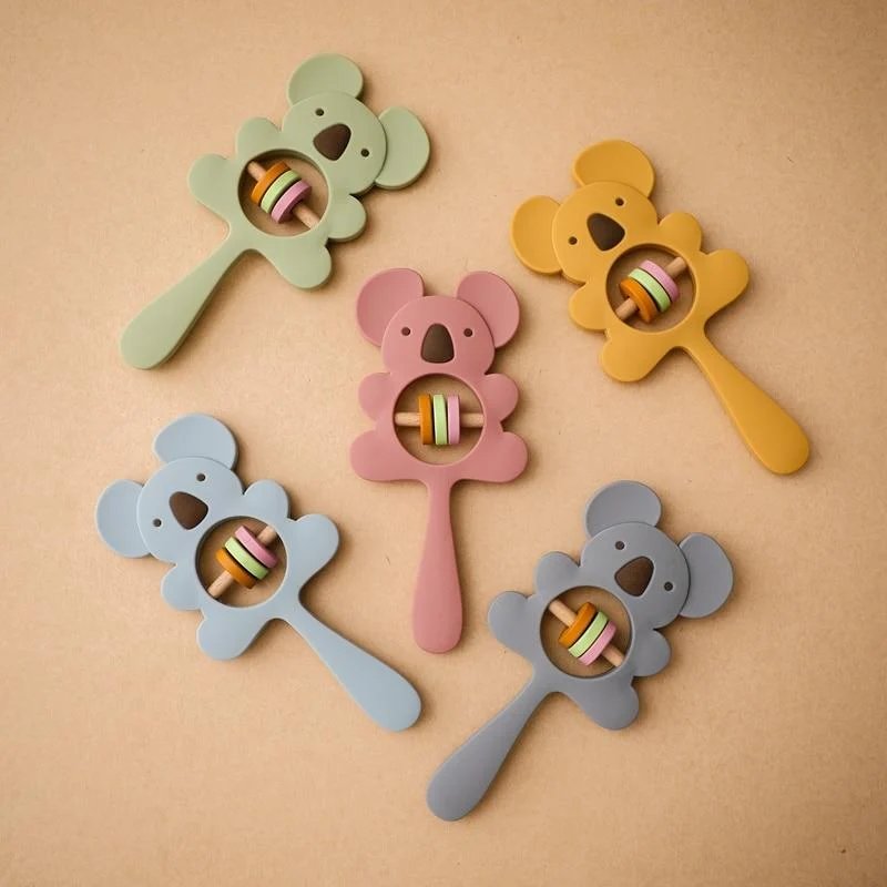 1PCS Baby Silikon Rassel Koala Spielzeug Baby Beißring Spielen Gym Montessori Lebensmittel Grade Kinderwagen Bett Glocke Schnuller Pädagogisches Baby ite