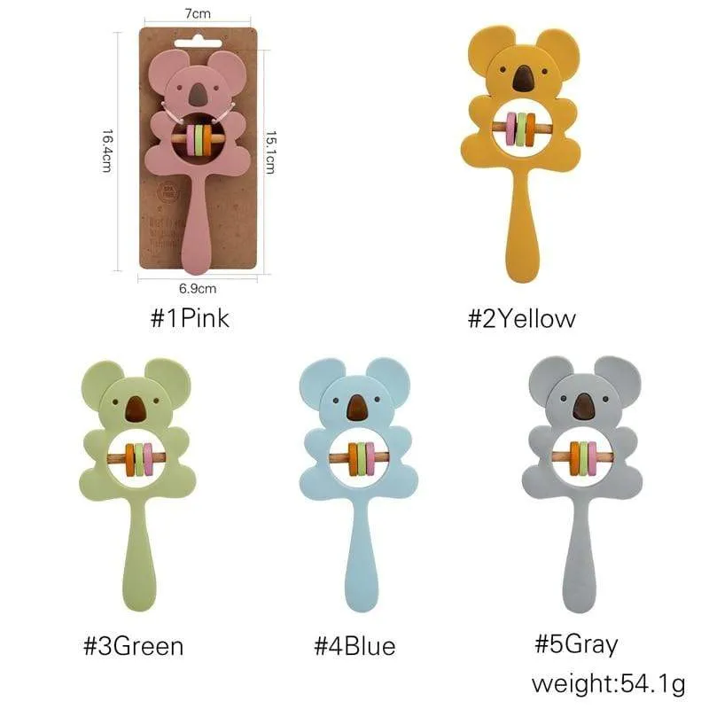 1PCS Baby Silikon Rassel Koala Spielzeug Baby Beißring Spielen Gym Montessori Lebensmittel Grade Kinderwagen Bett Glocke Schnuller Pädagogisches Baby ite