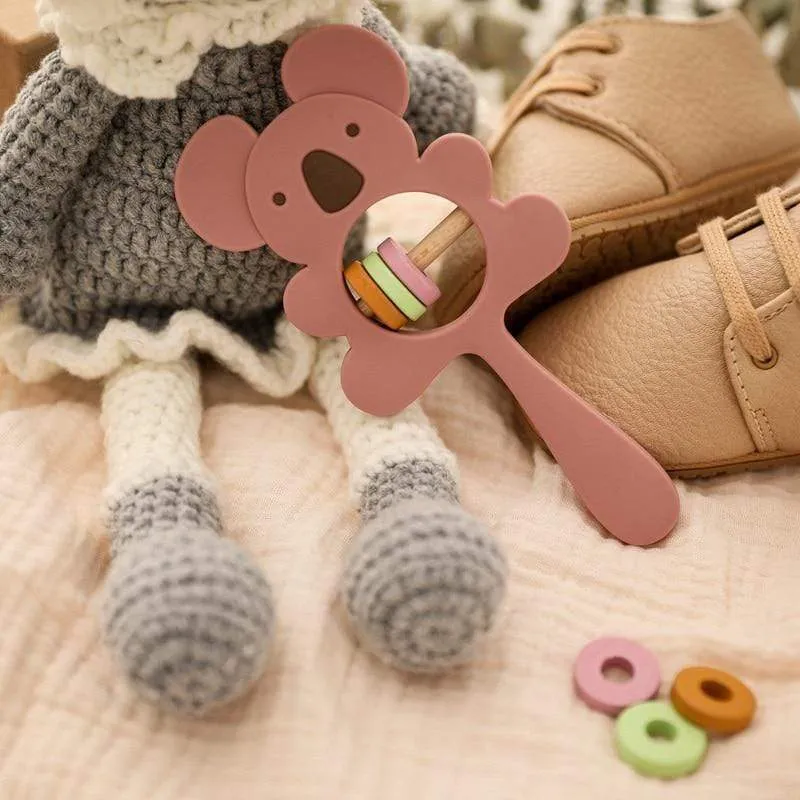 1PCS Baby Silikon Rassel Koala Spielzeug Baby Beißring Spielen Gym Montessori Lebensmittel Grade Kinderwagen Bett Glocke Schnuller Pädagogisches Baby ite