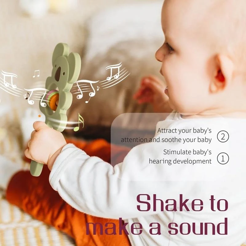 1PCS Baby Silikon Rassel Koala Spielzeug Baby Beißring Spielen Gym Montessori Lebensmittel Grade Kinderwagen Bett Glocke Schnuller Pädagogisches Baby ite