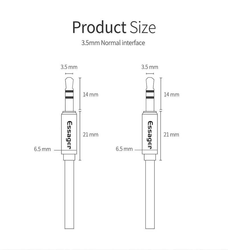 Essager Aux-Kabel, Lautsprecherkabel, 3.5-mm-Klinken-Audiokabel für Auto-Kopfhörer-Adapter, männlicher Klinkenstecker auf Klinkenstecker, 3.5-mm-Kabel für Samsung Xiaomi
