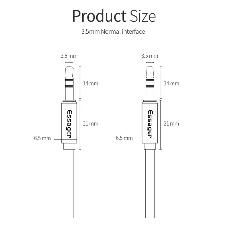 Essager Aux-Kabel, Lautsprecherkabel, 3.5-mm-Klinken-Audiokabel für Auto-Kopfhörer-Adapter, männlicher Klinkenstecker auf Klinkenstecker, 3.5-mm-Kabel für Samsung Xiaomi