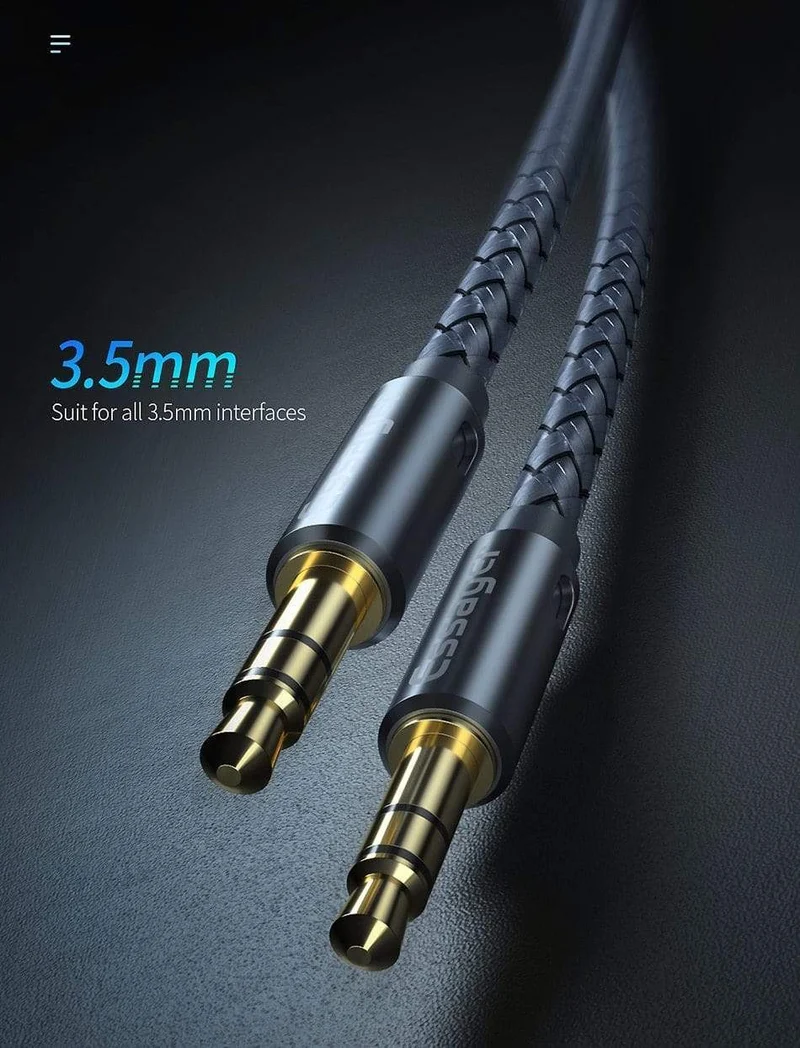 Essager Aux-Kabel, Lautsprecherkabel, 3.5-mm-Klinken-Audiokabel für Auto-Kopfhörer-Adapter, männlicher Klinkenstecker auf Klinkenstecker, 3.5-mm-Kabel für Samsung Xiaomi