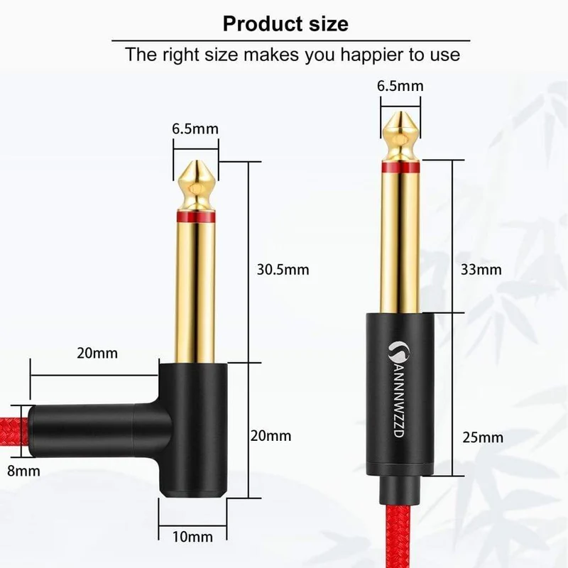 Gitarrenkabel, 6.5-mm-Klinkenstecker, Audiokabel, geflochtenes Nylon, 6.35-Zoll-Gitarreninstrumentenkabel für E-Gitarren-Mischverstärker, 6.35-mm-Kabel