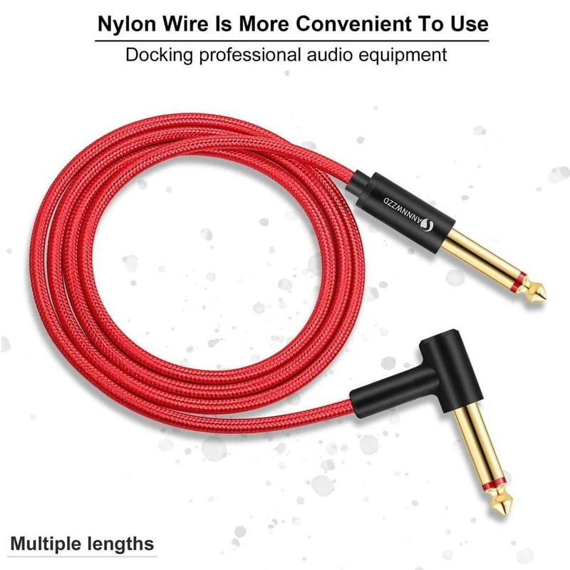 Gitarrenkabel, 6.5-mm-Klinkenstecker, Audiokabel, geflochtenes Nylon, 6.35-Zoll-Gitarreninstrumentenkabel für E-Gitarren-Mischverstärker, 6.35-mm-Kabel