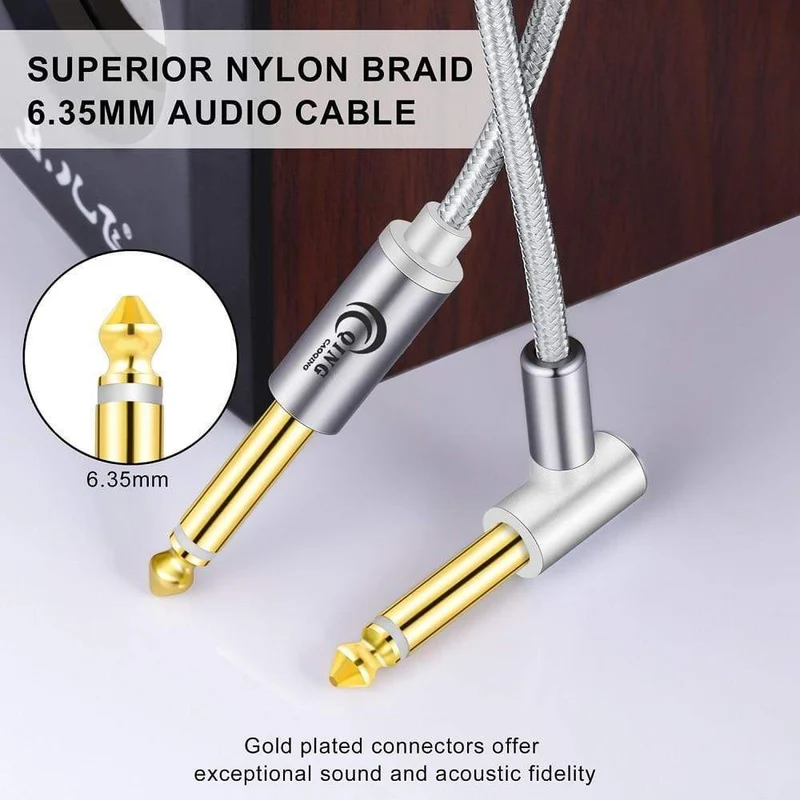 Gitarrenkabel, 6.5-mm-Klinkenstecker, Audiokabel, geflochtenes Nylon, 6.35-Zoll-Gitarreninstrumentenkabel für E-Gitarren-Mischverstärker, 6.35-mm-Kabel