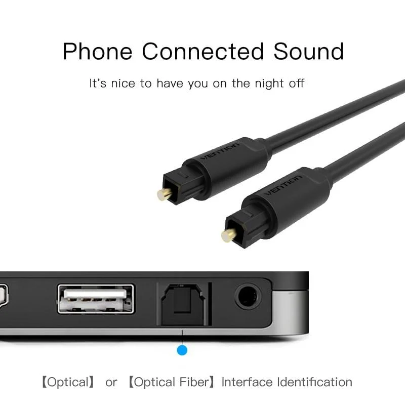 Vention Glasfaser-Audiokabel, Toslink-Digital-SPDIF-Kabel, 1 m, 2 m, 3 m, 5 m, für Blu-ray-CD-DVD-Player Xbox 360 PS3 Mini Disc AV ne