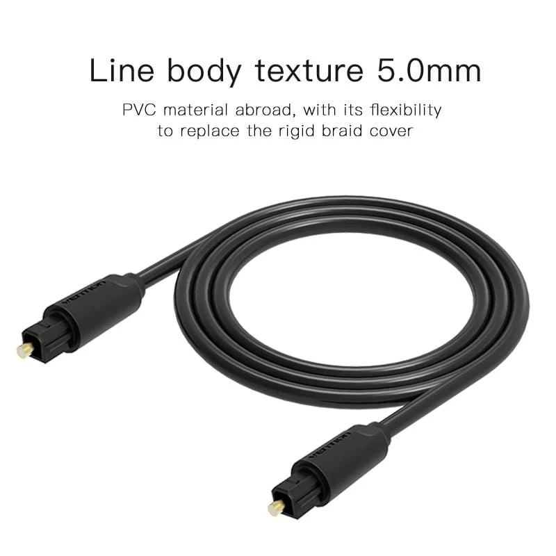 Vention Glasfaser-Audiokabel, Toslink-Digital-SPDIF-Kabel, 1 m, 2 m, 3 m, 5 m, für Blu-ray-CD-DVD-Player Xbox 360 PS3 Mini Disc AV ne