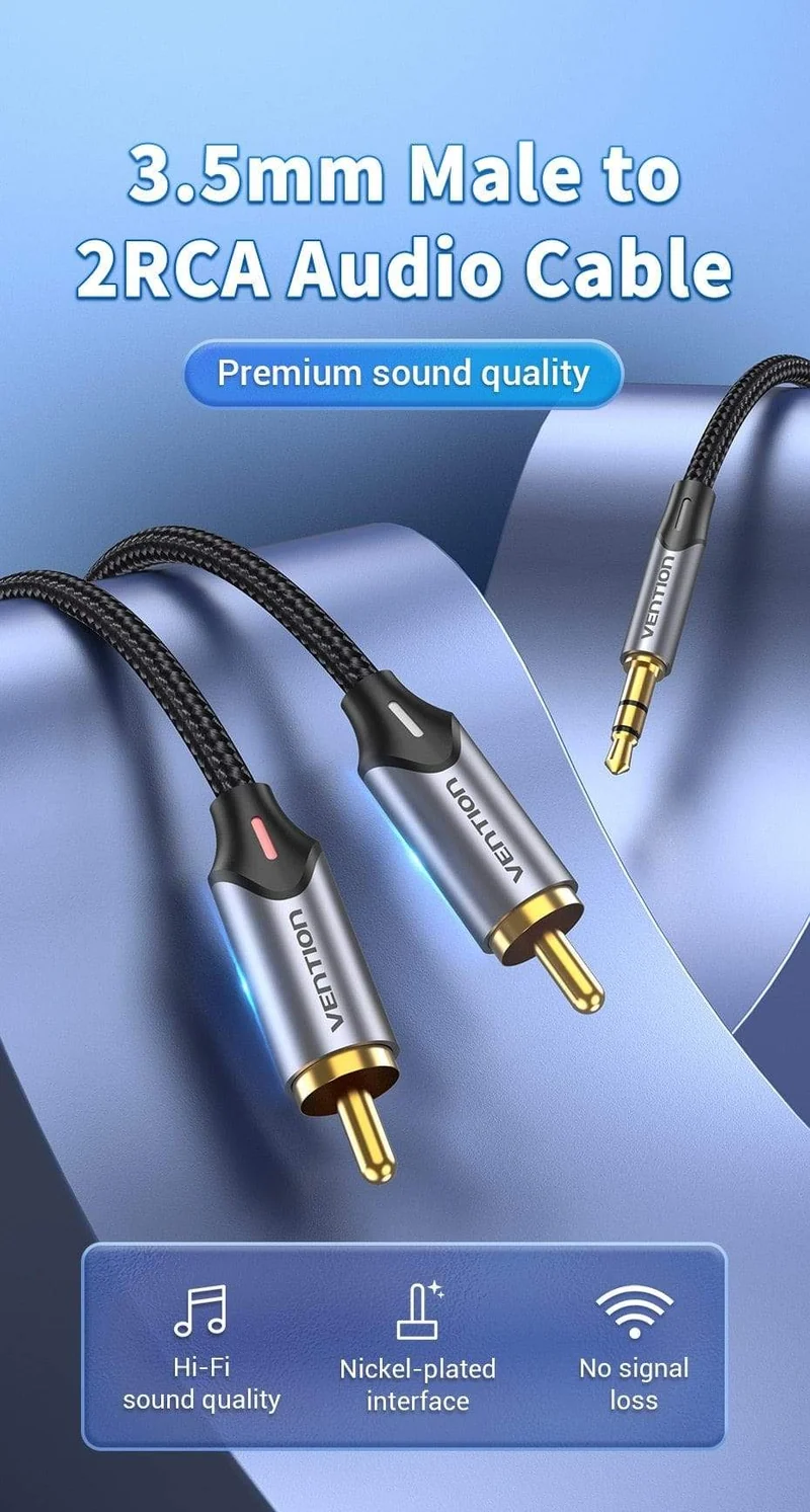 Vention RCA-Kabel 3.5 mm auf 2RCA Splitter RCA-Buchse 3.5-Kabel RCA-Audiokabel für Smartphone-Verstärker Heimkino AUX-Kabel RCA