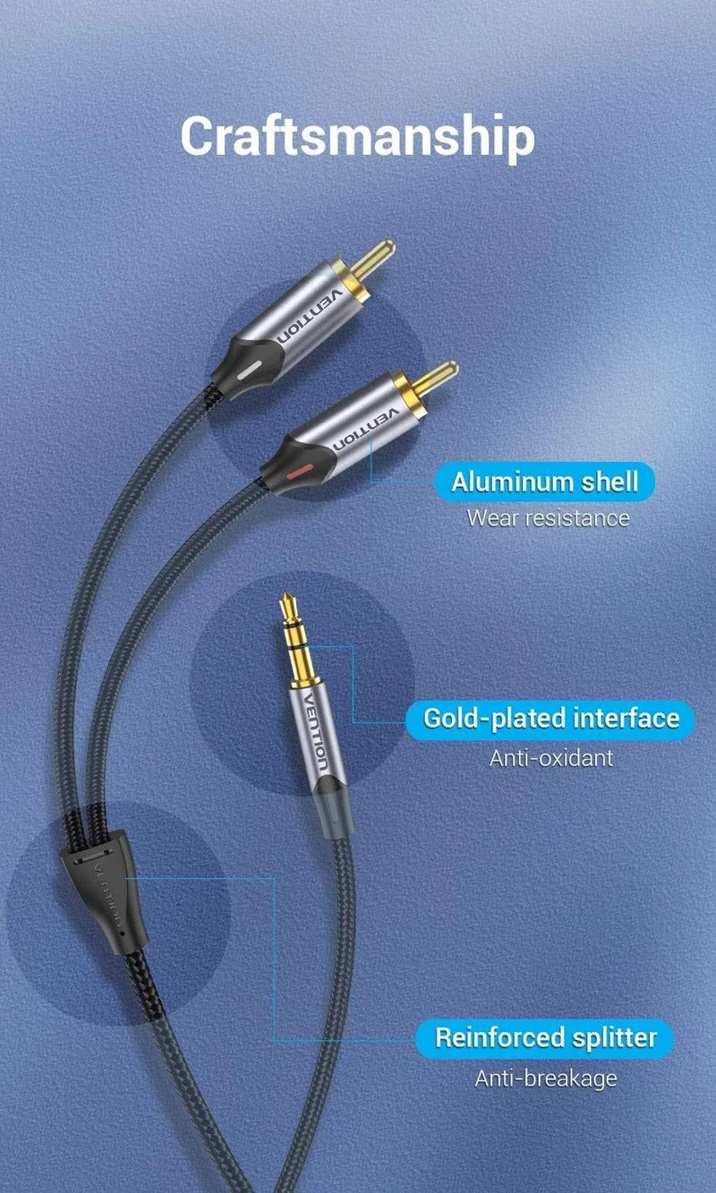 Vention RCA-Kabel 3.5 mm auf 2RCA Splitter RCA-Buchse 3.5-Kabel RCA-Audiokabel für Smartphone-Verstärker Heimkino AUX-Kabel RCA