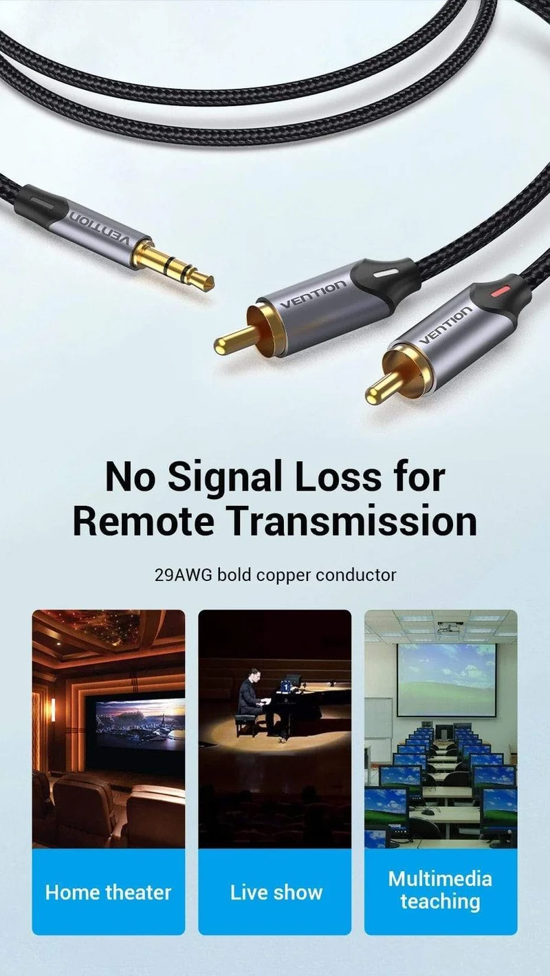 Vention RCA-Kabel 3.5 mm auf 2RCA Splitter RCA-Buchse 3.5-Kabel RCA-Audiokabel für Smartphone-Verstärker Heimkino AUX-Kabel RCA