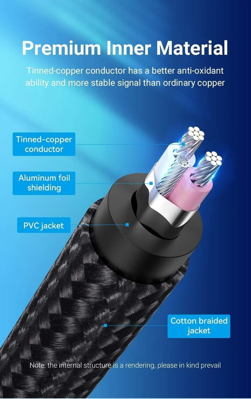 Vention 3.5 mm auf 6.35 mm Adapter Aux-Kabel für Mischverstärker Vergoldet 3.5 Klinke auf 6.5 Klinke 0.5 m 3 m 5 m Aux Cabo Stecker auf Stecker