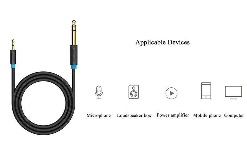 Vention 3.5 mm auf 6.35 mm Adapter Aux-Kabel für Mischverstärker Vergoldet 3.5 Klinke auf 6.5 Klinke 0.5 m 3 m 5 m Aux Cabo Stecker auf Stecker