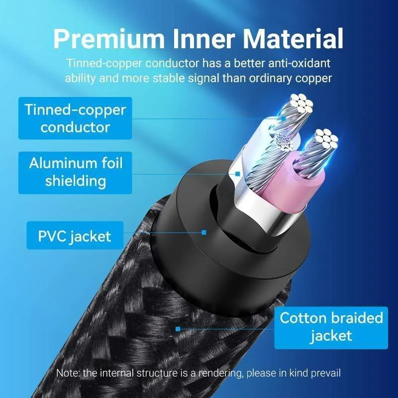 Vention 3.5 mm auf 6.35 mm Adapter Aux-Kabel für Mischverstärker Vergoldet 3.5 Klinke auf 6.5 Klinke 0.5 m 3 m 5 m Aux Cabo Stecker auf Stecker
