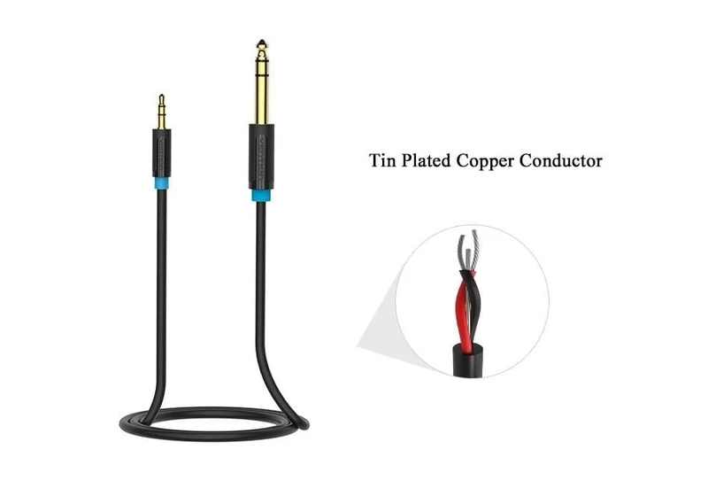 Vention 3.5 mm auf 6.35 mm Adapter Aux-Kabel für Mischverstärker Vergoldet 3.5 Klinke auf 6.5 Klinke 0.5 m 3 m 5 m Aux Cabo Stecker auf Stecker