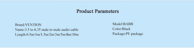 Vention 3.5 mm auf 6.35 mm Adapter Aux-Kabel für Mischverstärker Vergoldet 3.5 Klinke auf 6.5 Klinke 0.5 m 3 m 5 m Aux Cabo Stecker auf Stecker