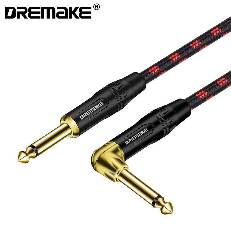 Klinkenstecker 6.35 mm Monokabel, vergoldet, Gitarrenkabel, Stecker auf Stecker, baumwollgeflochtenes Instrumentenkabel für Gitarre, Bass, Keyboard