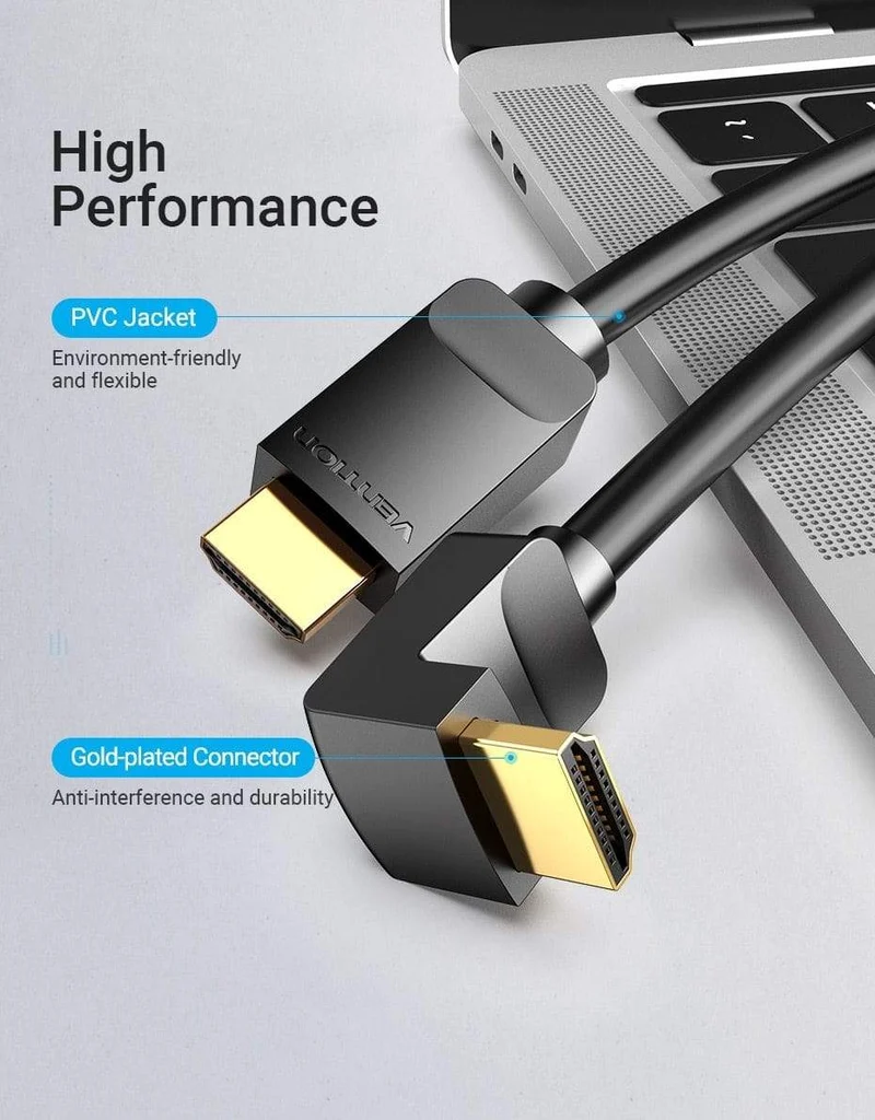 Vention HDMI-Kabel 4K HDMI 2.0-Kabel HDMI 90/270-Grad-Winkeladapter für Apple TV PS4 Splitter Video Audio 90-Grad-HDMI-Kabel