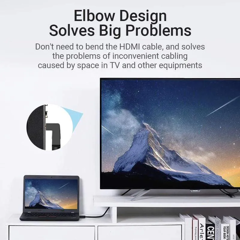 Vention HDMI-Kabel 4K HDMI 2.0-Kabel HDMI 90/270-Grad-Winkeladapter für Apple TV PS4 Splitter Video Audio 90-Grad-HDMI-Kabel