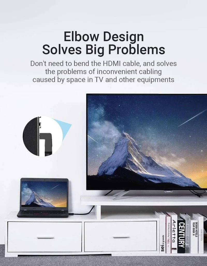 Vention HDMI-Kabel 4K HDMI 2.0-Kabel HDMI 90/270-Grad-Winkeladapter für Apple TV PS4 Splitter Video Audio 90-Grad-HDMI-Kabel