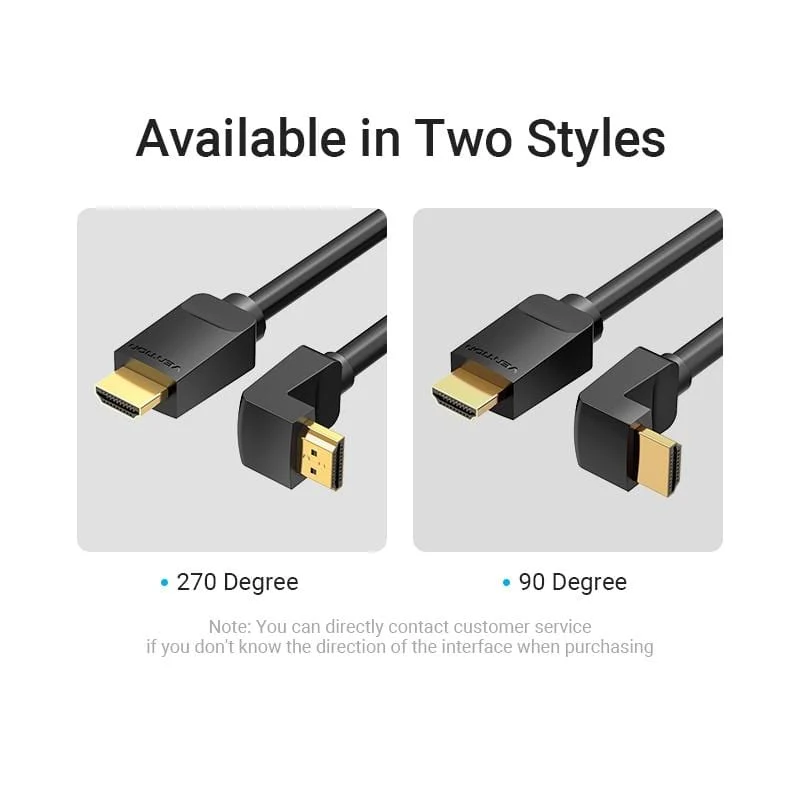 Vention HDMI-Kabel 4K HDMI 2.0-Kabel HDMI 90/270-Grad-Winkeladapter für Apple TV PS4 Splitter Video Audio 90-Grad-HDMI-Kabel