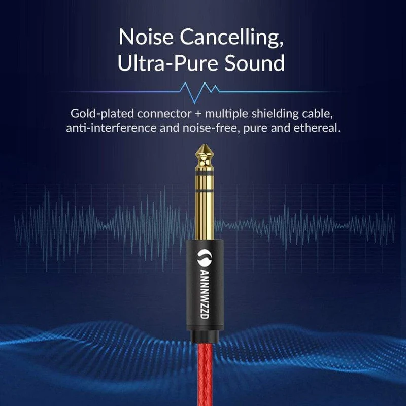 6.35 mm auf 6.35 mm Stereo-Kabel, 1/4 Zoll TRS-Stecker, Lautsprecher-Verstärker-Kabelbuchse für Gitarre, Verstärker, Tastatur, professionelles Instrument usw