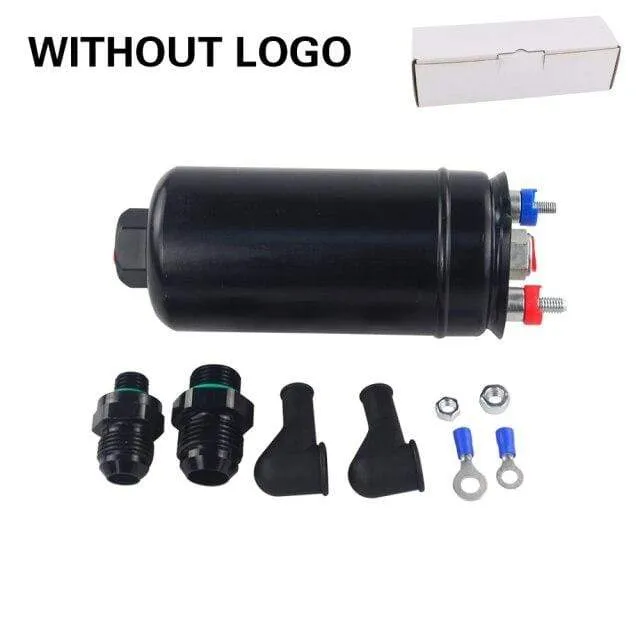 PQY 380LPH Inline Externe Kraftstoffpumpe 10AN Einlass + Prüfventil 8AN Auslassarmaturen E85-kompatible Kraftstoffpumpe im 044-Stil