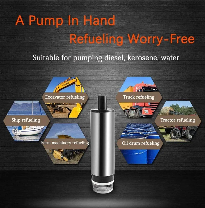 12l/min 38/51MM DC elektrische Tauchpumpe zum Pumpen von Dieselöl, Wasser, Kraftstoffförderpumpe, Ölsaugpumpe, 12 24 V Volt