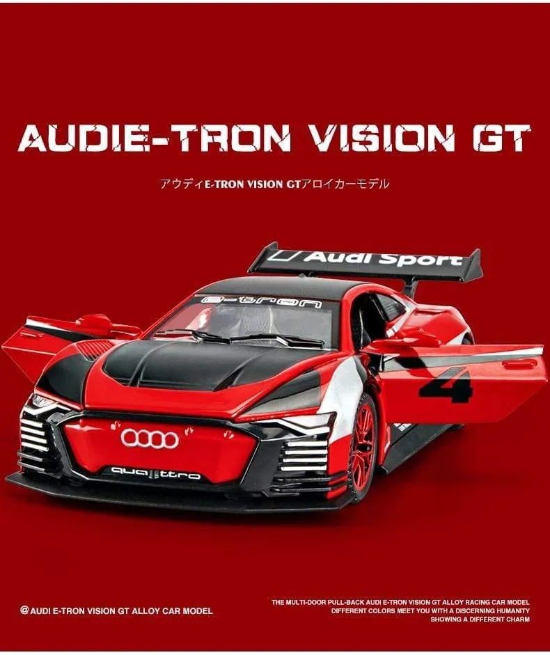 1:32 Audi GT Le Mans Sport-Rennwagen, Legierungsauto, Druckguss- und Spielzeugfahrzeuge, Metallspielzeugautomodell, hochsimulierte Sammlung, Kinderspielzeug