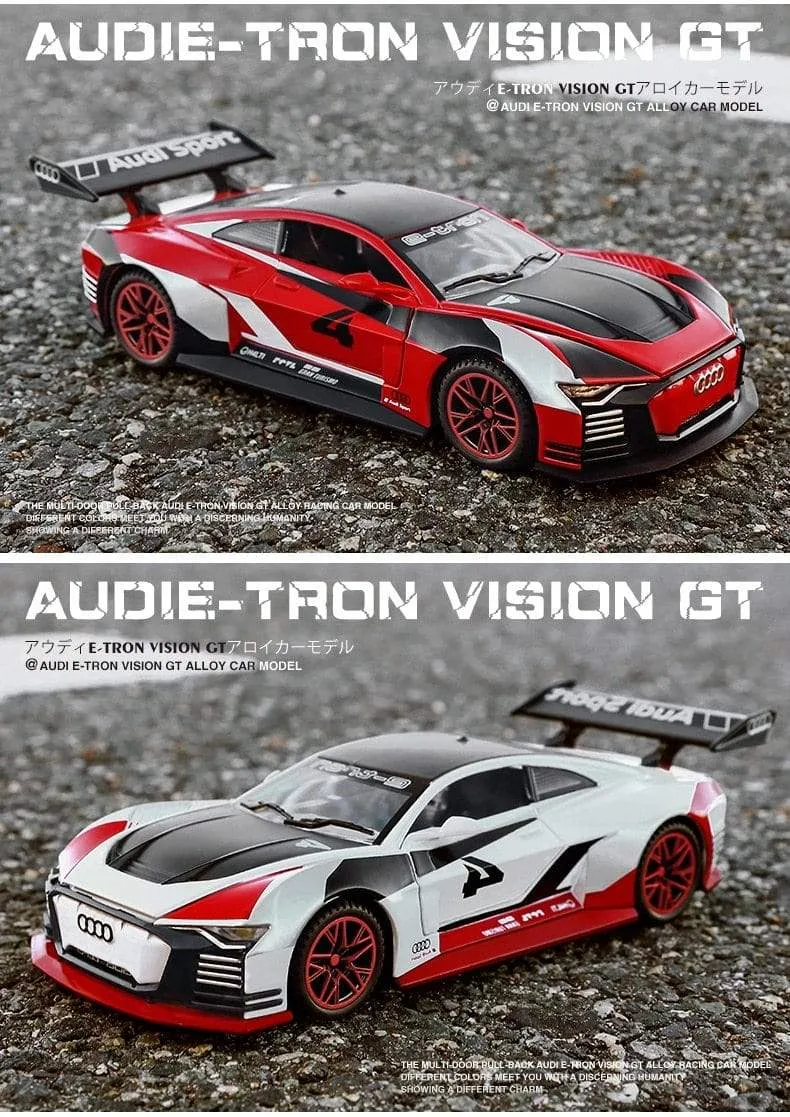1:32 Audi GT Le Mans Sport-Rennwagen, Legierungsauto, Druckguss- und Spielzeugfahrzeuge, Metallspielzeugautomodell, hochsimulierte Sammlung, Kinderspielzeug