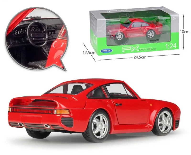 Simulator Welly Druckguss-Modellauto im Maßstab 1:24 Porsche 959 Klassischer Sportwagen Rennspielzeugauto aus Metalllegierung für die Geschenksammlung eines Jungen