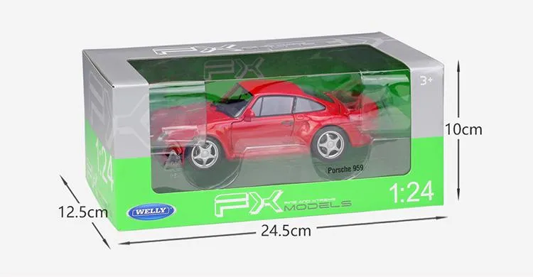 Simulator Welly Druckguss-Modellauto im Maßstab 1:24 Porsche 959 Klassischer Sportwagen Rennspielzeugauto aus Metalllegierung für die Geschenksammlung eines Jungen