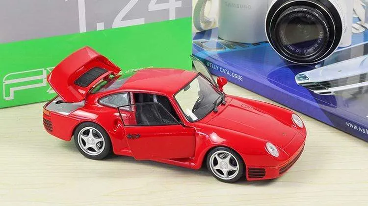 Simulator Welly Druckguss-Modellauto im Maßstab 1:24 Porsche 959 Klassischer Sportwagen Rennspielzeugauto aus Metalllegierung für die Geschenksammlung eines Jungen