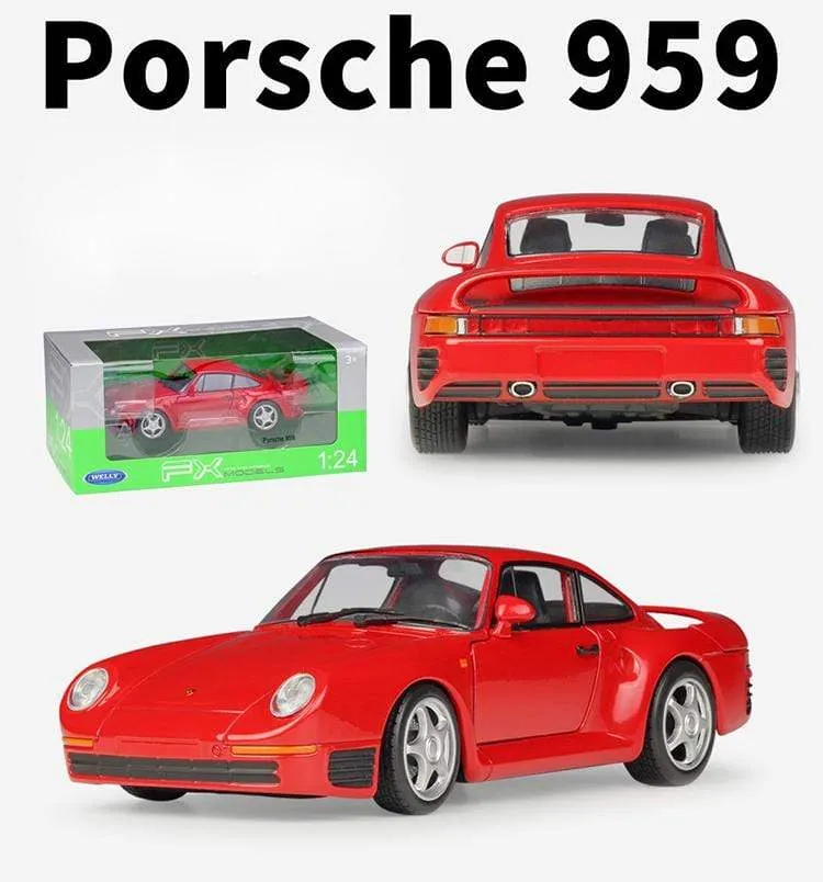 Simulator Welly Druckguss-Modellauto im Maßstab 1:24 Porsche 959 Klassischer Sportwagen Rennspielzeugauto aus Metalllegierung für die Geschenksammlung eines Jungen