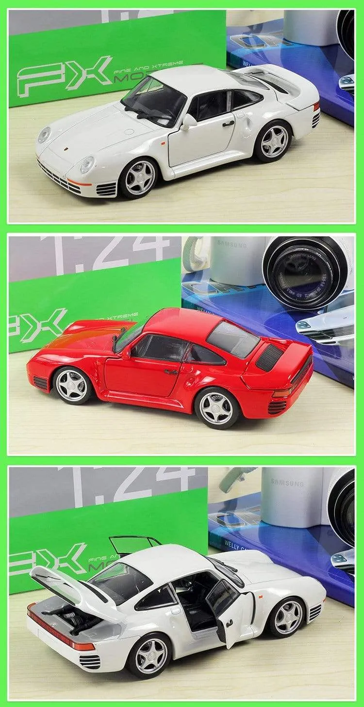 Simulator Welly Druckguss-Modellauto im Maßstab 1:24 Porsche 959 Klassischer Sportwagen Rennspielzeugauto aus Metalllegierung für die Geschenksammlung eines Jungen