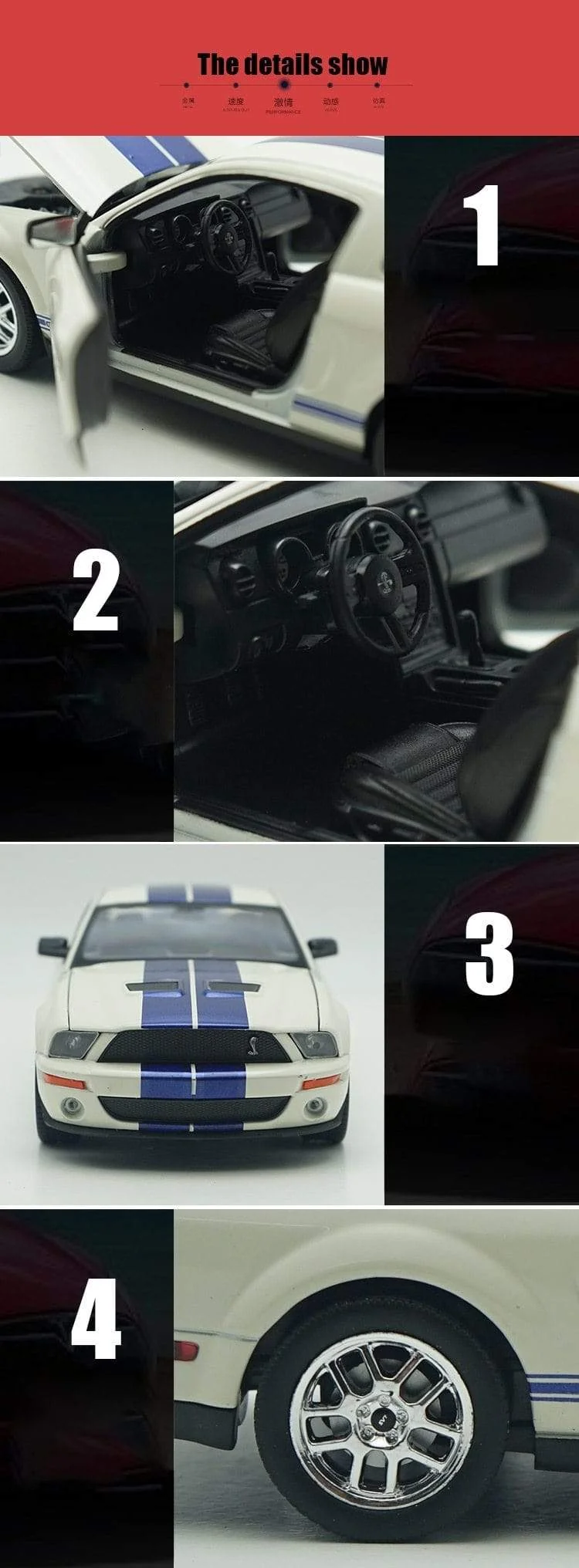 1:24 Ford Mustang Shelby GT500 Cobra 2007 Hochsimulationsautomodell Legierung Kinderspielzeugauto Sammeln Kindergeschenke