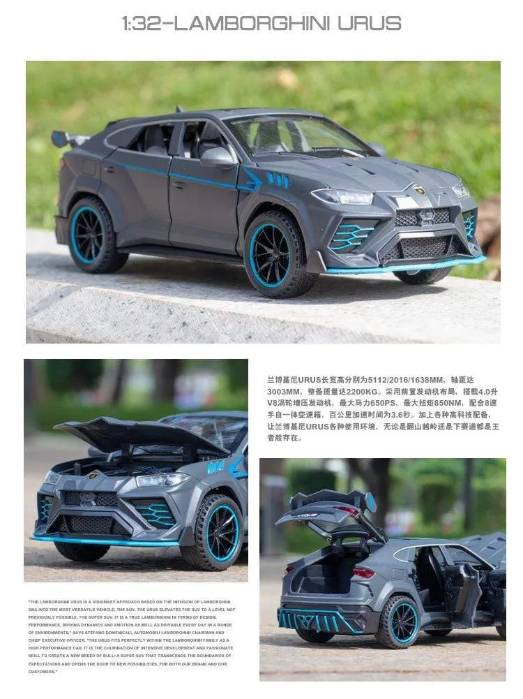 1:32 Legierung Automodell Lux Lamborghini-Urus Coupe SUV Druckguss Metall Fahrzeug Display Geschenke Geburtstag für Kinder Weihnachtsspielzeug