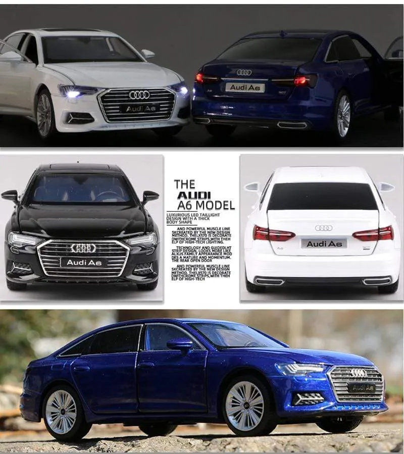 1:32 AUDI A6 Automodell aus Legierung Druckguss & Spielzeugfahrzeuge Metallspielzeugautomodell Hohe Simulation Sound Light Collection Kindergeschenk
