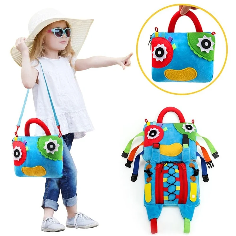 Sensorisches Schnallen-Kissenspielzeug für Kinder, Beschäftigte Tasche zum Erlernen der Feinmotorik Problemlösung, pädagogisches Montessori-Spielzeug