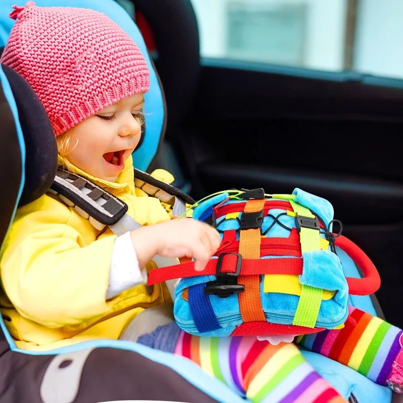 Sensorisches Schnallen-Kissenspielzeug für Kinder, Beschäftigte Tasche zum Erlernen der Feinmotorik Problemlösung, pädagogisches Montessori-Spielzeug