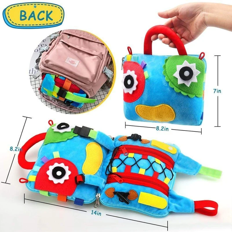 Sensorisches Schnallen-Kissenspielzeug für Kinder, Beschäftigte Tasche zum Erlernen der Feinmotorik Problemlösung, pädagogisches Montessori-Spielzeug