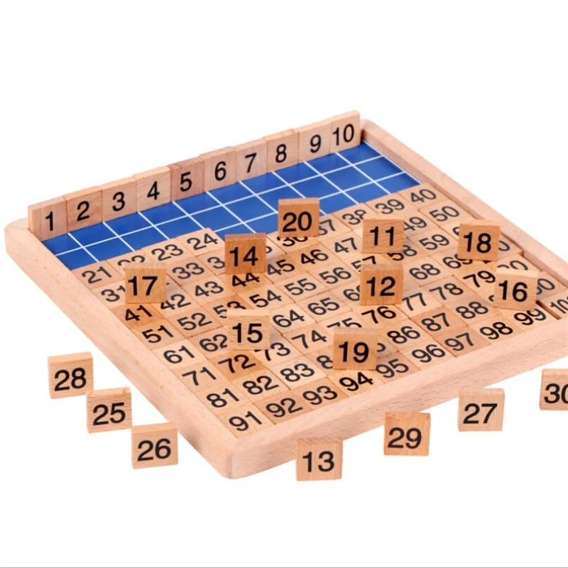 1Set Holz Montessori Hundred Board Math 1 bis 100 fortlaufende Zahlen zählen Spielzeug Montessori Pädagogisches Holzspielzeug für Kinder