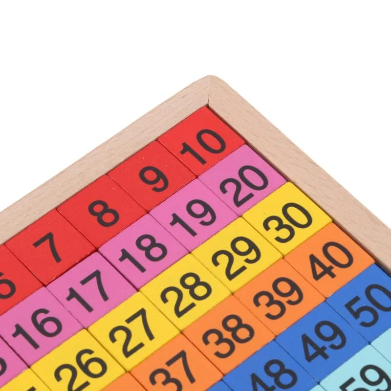 1Set Holz Montessori Hundred Board Math 1 bis 100 fortlaufende Zahlen zählen Spielzeug Montessori Pädagogisches Holzspielzeug für Kinder