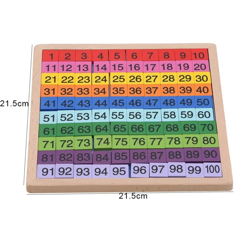 1Set Holz Montessori Hundred Board Math 1 bis 100 fortlaufende Zahlen zählen Spielzeug Montessori Pädagogisches Holzspielzeug für Kinder
