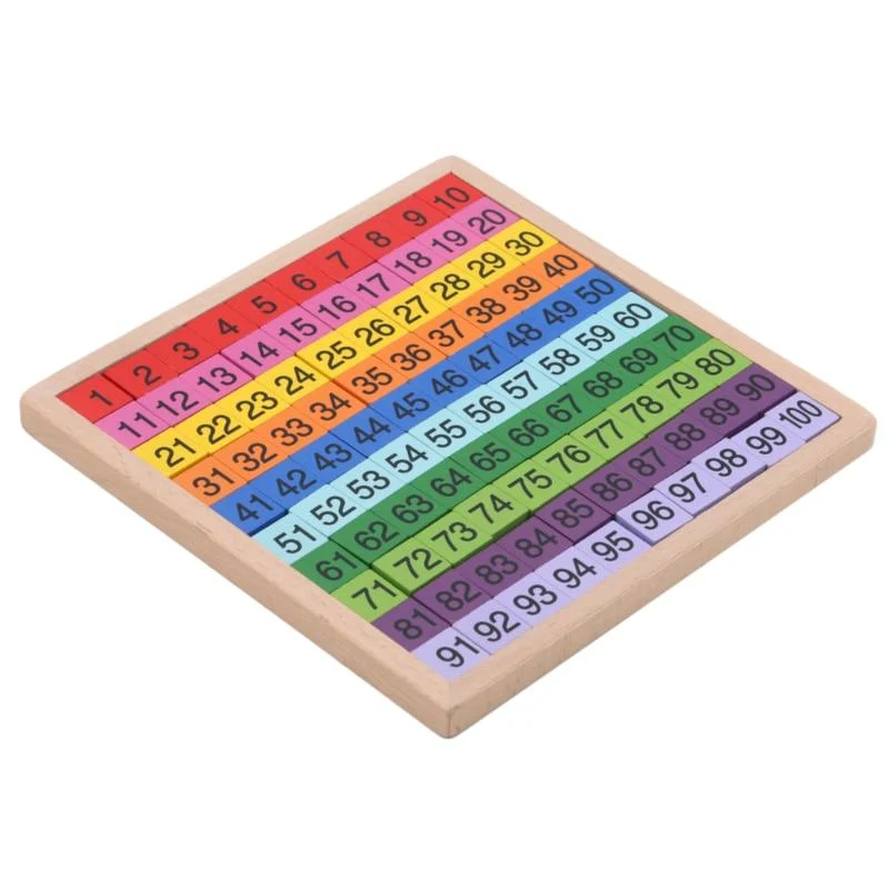 1Set Holz Montessori Hundred Board Math 1 bis 100 fortlaufende Zahlen zählen Spielzeug Montessori Pädagogisches Holzspielzeug für Kinder