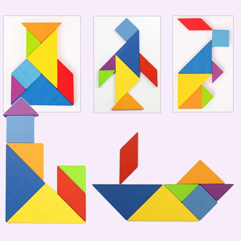 3D Holz Muster Tier Puzzle Bunte Tangram Spielzeug Kinder Montessori Frühen Bildung Sortierung Spiele Spielzeug Kinder Geschenk
