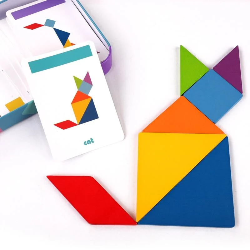3D Holz Muster Tier Puzzle Bunte Tangram Spielzeug Kinder Montessori Frühen Bildung Sortierung Spiele Spielzeug Kinder Geschenk